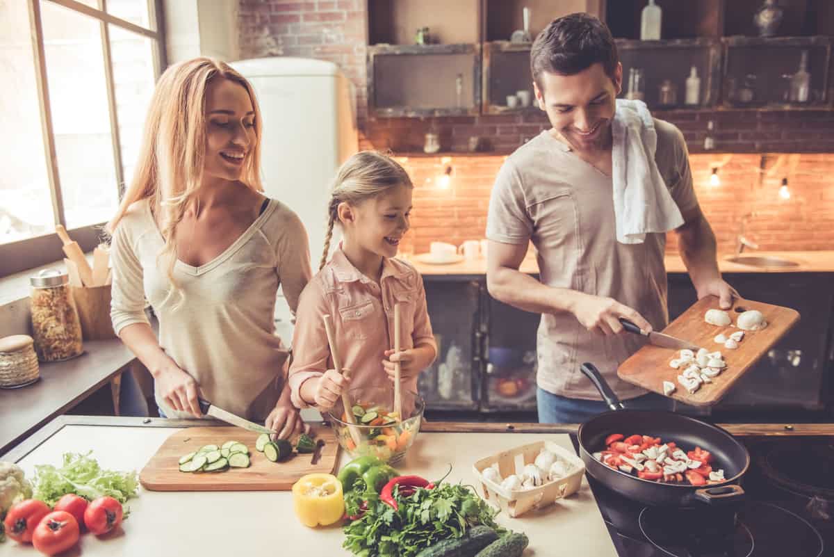 family preparing food