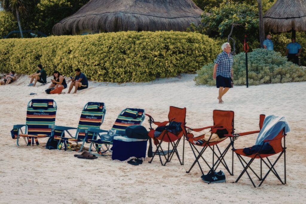 beach chairs and cooler